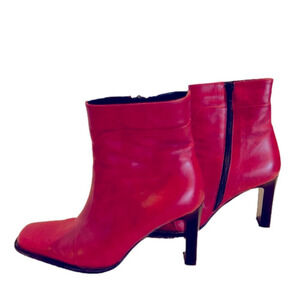Luca Ferri Red leather zipper high heel  ankle boots size 39 (9)